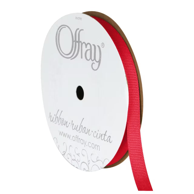 Offray Grosgrain Ribbon - Red (3/8" x 18')