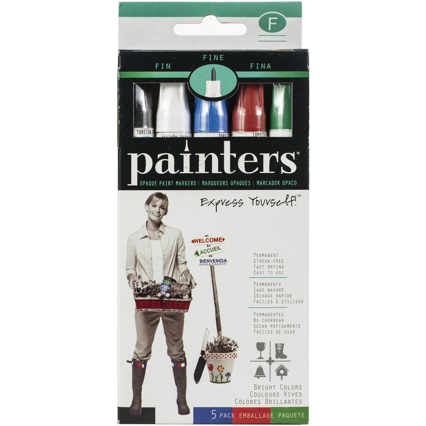Painters Opaque Paint Markers - Fine-Tip, Bright (5 Pack)