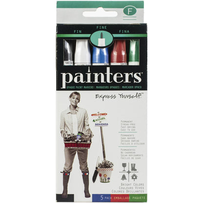 Painters Opaque Paint Markers - Fine-Tip, Bright (5 Pack)