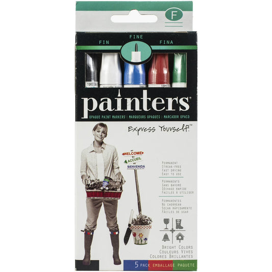 Painters Opaque Paint Markers - Fine-Tip, Bright (5 Pack)