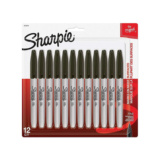 Sharpie Fine Point Markers - Black (12 Pack) - EconoCrafts