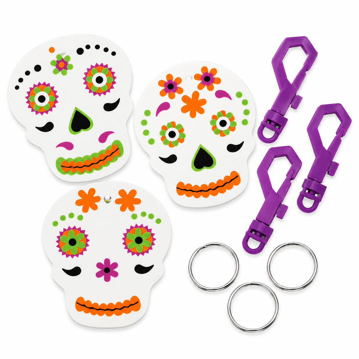 Day of the Dead Sugar Skull Key Chain Craft Kit (12 Pack)