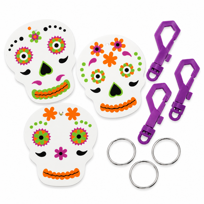 Day of the Dead Sugar Skull Key Chain Craft Kit (12 Pack)
