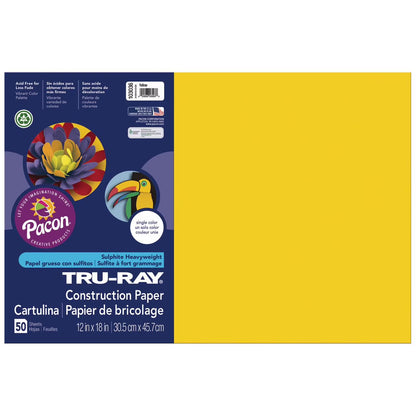 Tru-Ray Construction Paper 12" x 18" - Yellow (50 Sheets)