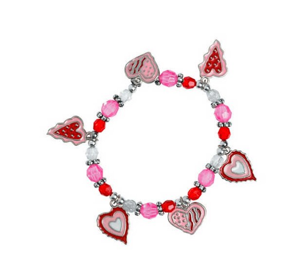 Valentine Heart Charm Bracelet Craft Kit (12 Pack) - EconoCrafts