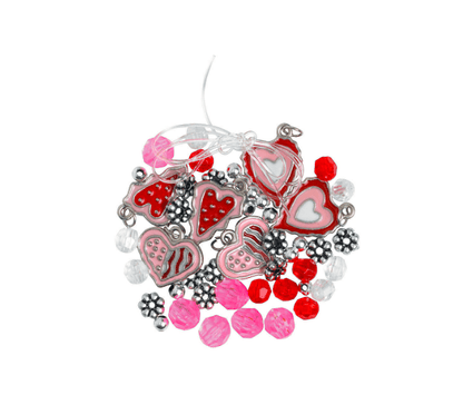 Valentine Heart Charm Bracelet Craft Kit (12 Pack) - EconoCrafts