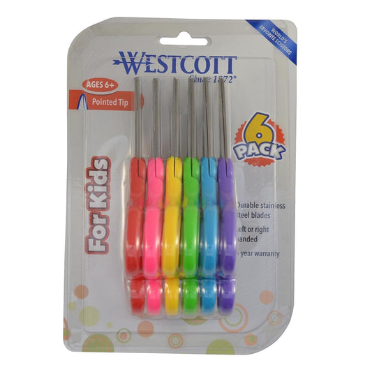 Westcott Kid's Scissors, Pointed (6 Pack)