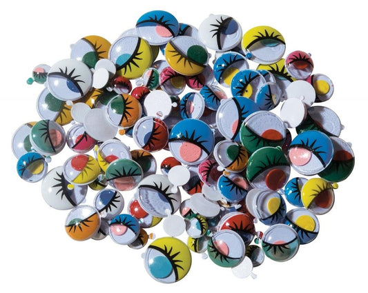 Self-Adhesive Colored Googly Eyes - Assorted Sizes (100 Pack) - EconoCrafts