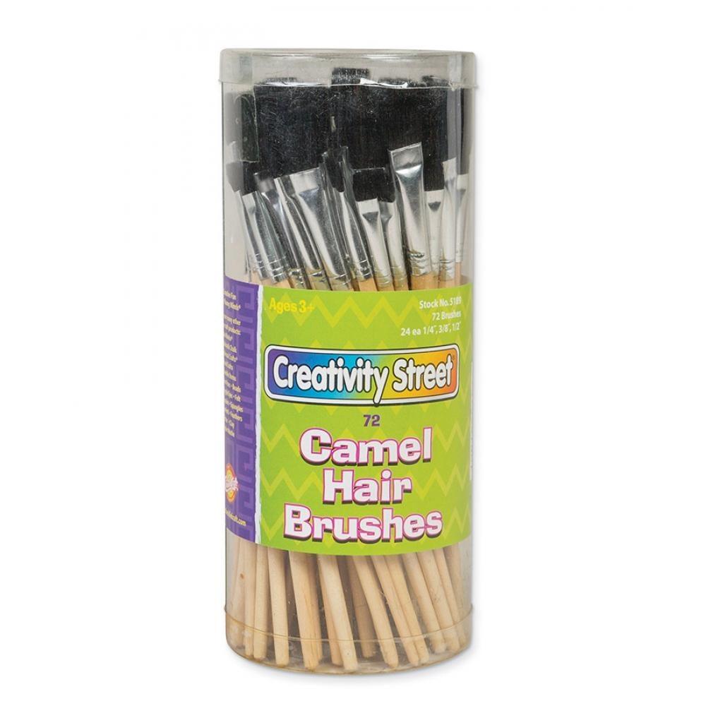 Camel Hair Paint Brushes - Flat (72 Pack) - EconoCrafts