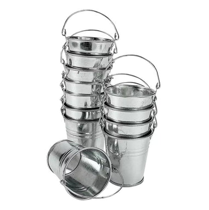 Mini Galvanized Metal Pails (12 Pack)