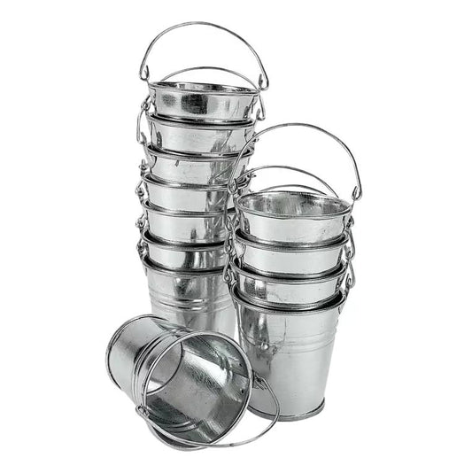 Mini Galvanized Metal Pails (12 Pack)