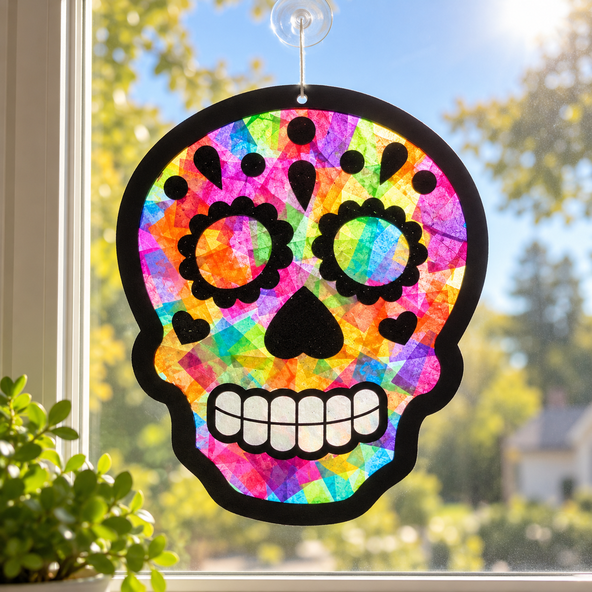 Sugar Skull Tissue Paper Sign Craft Kit (12 Pack)