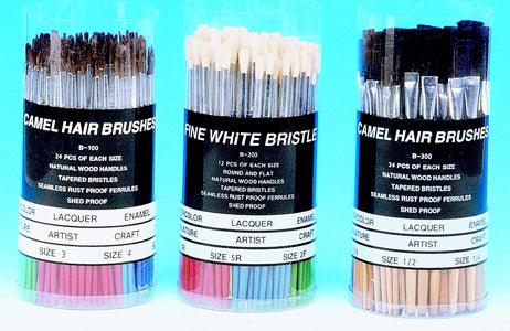 White Bristle Paint Brushes - Assorted (72 Pack) - EconoCrafts