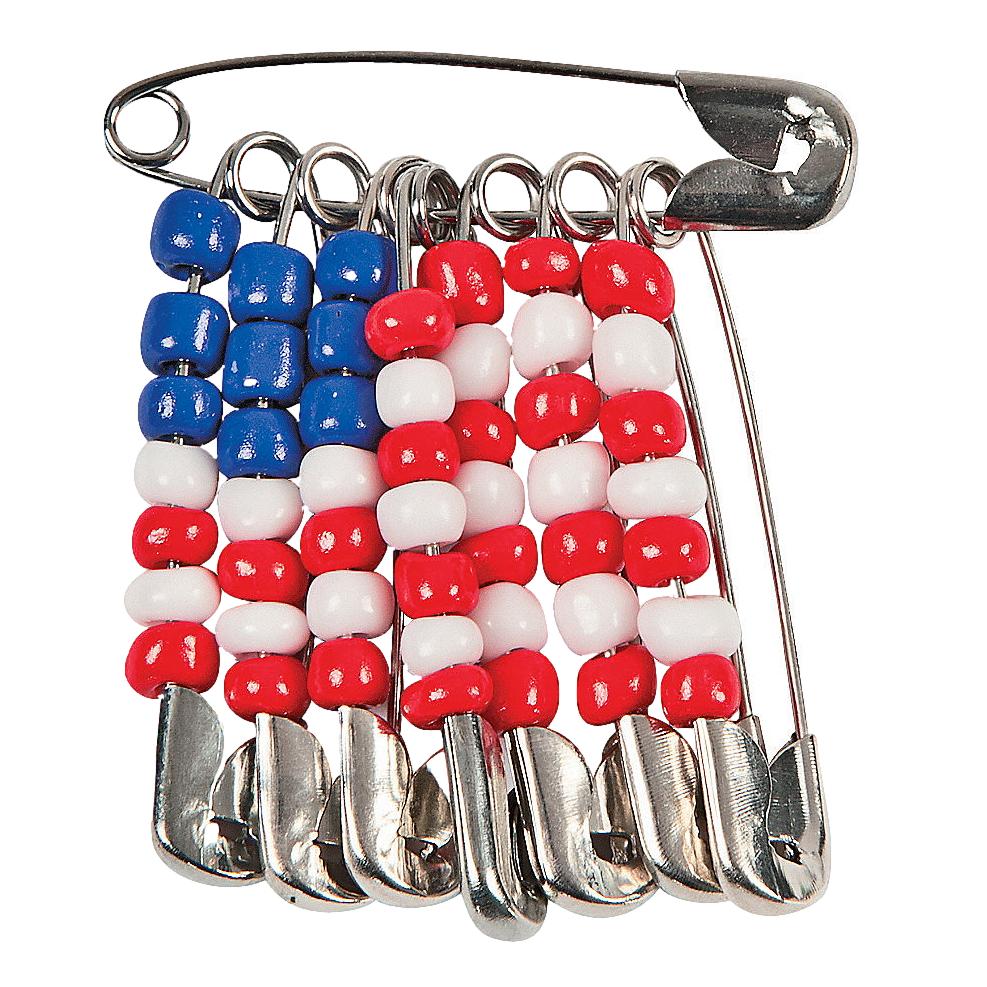 Flag Pin Project Beaded American Flag Pin Craft Kit (12 Pack) – EconoCrafts
