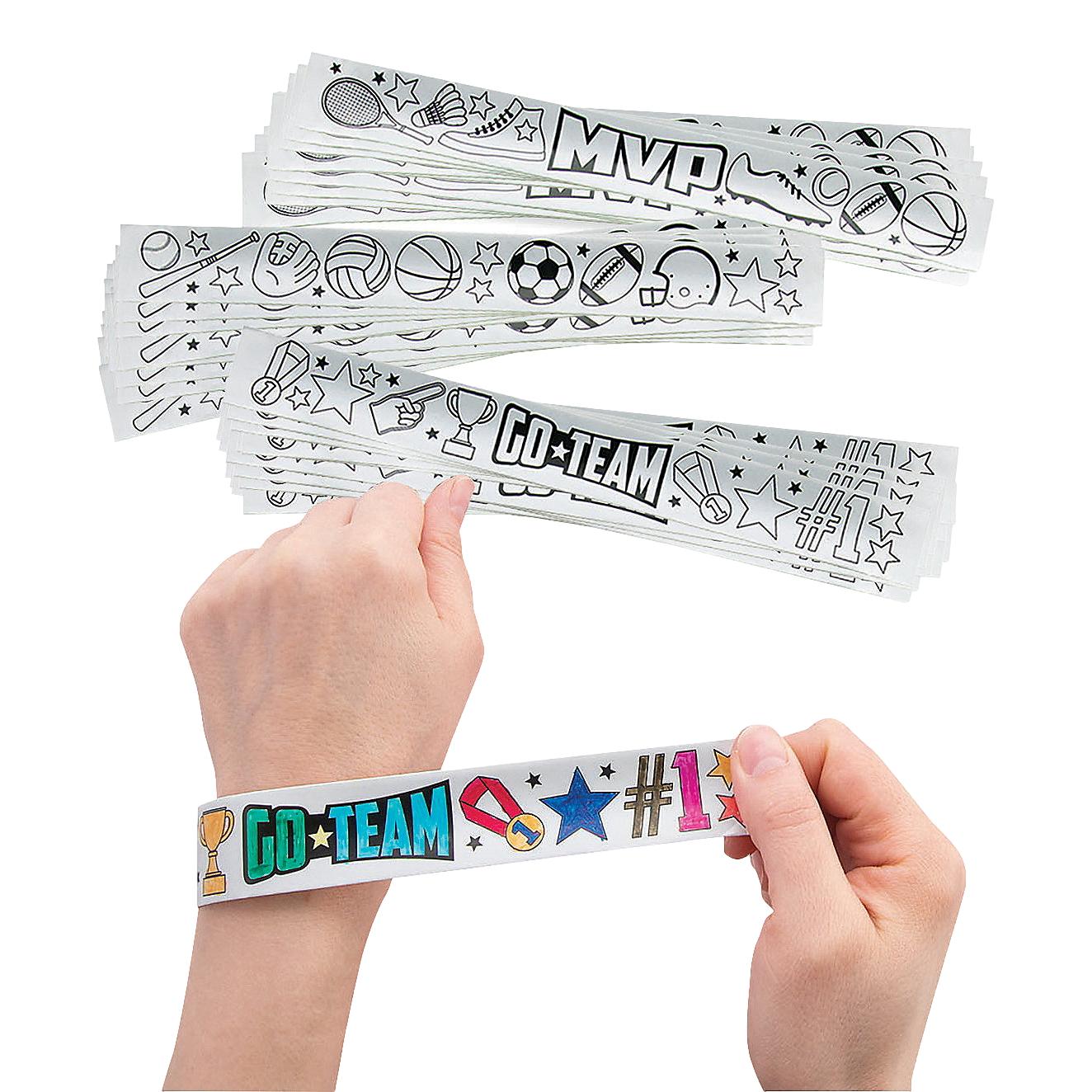 Color Your Own Sports Slap Bracelets (48 Pack)