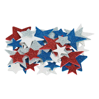 July 4th Glitter Foam Star Stickers (500 Pack)