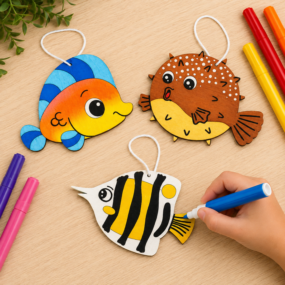 DIY Wooden Fish Ornaments (12 Pack)