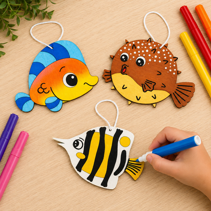 DIY Wooden Fish Ornaments (12 Pack)
