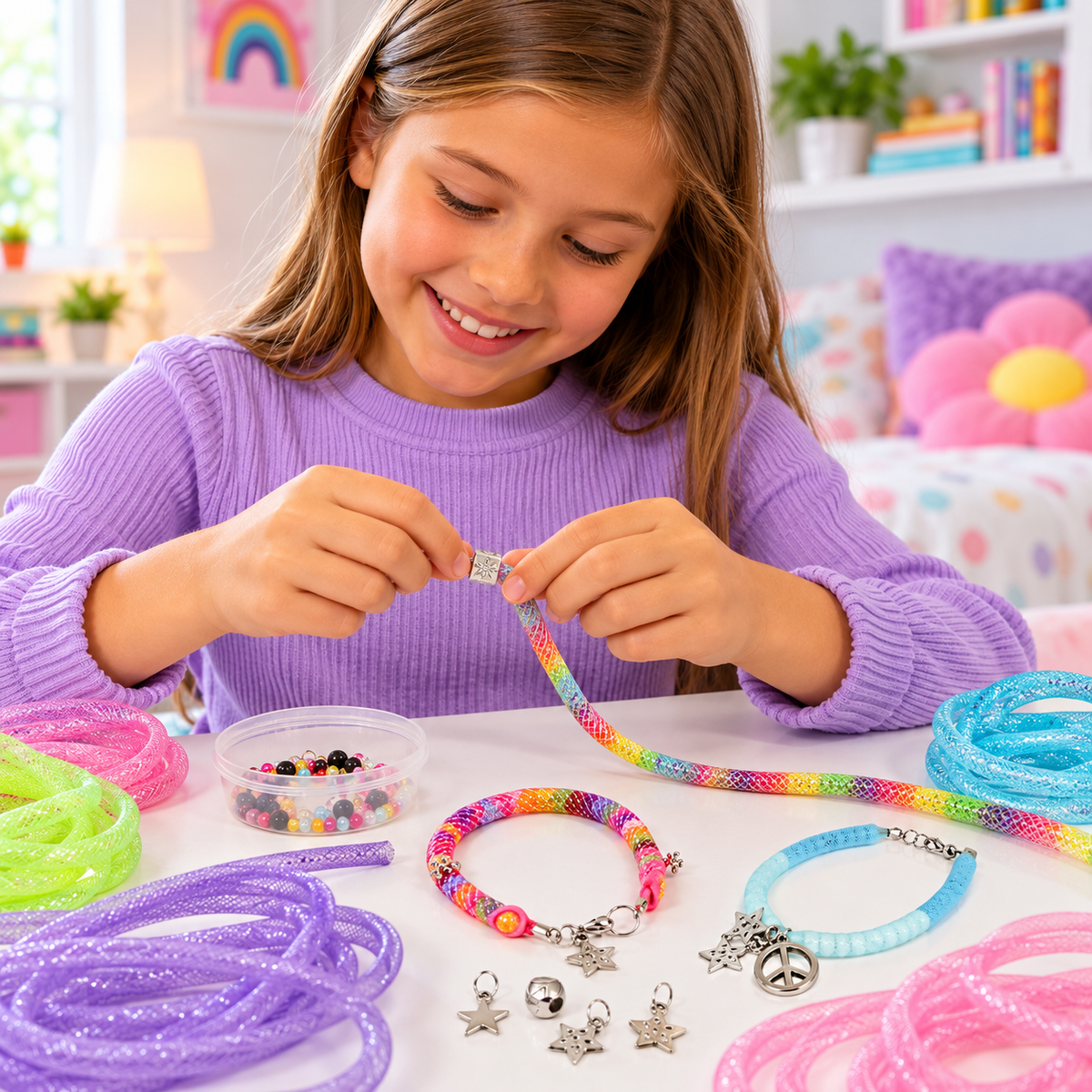 Beaded Mesh Jewelry Craft Kit (12 Pack)