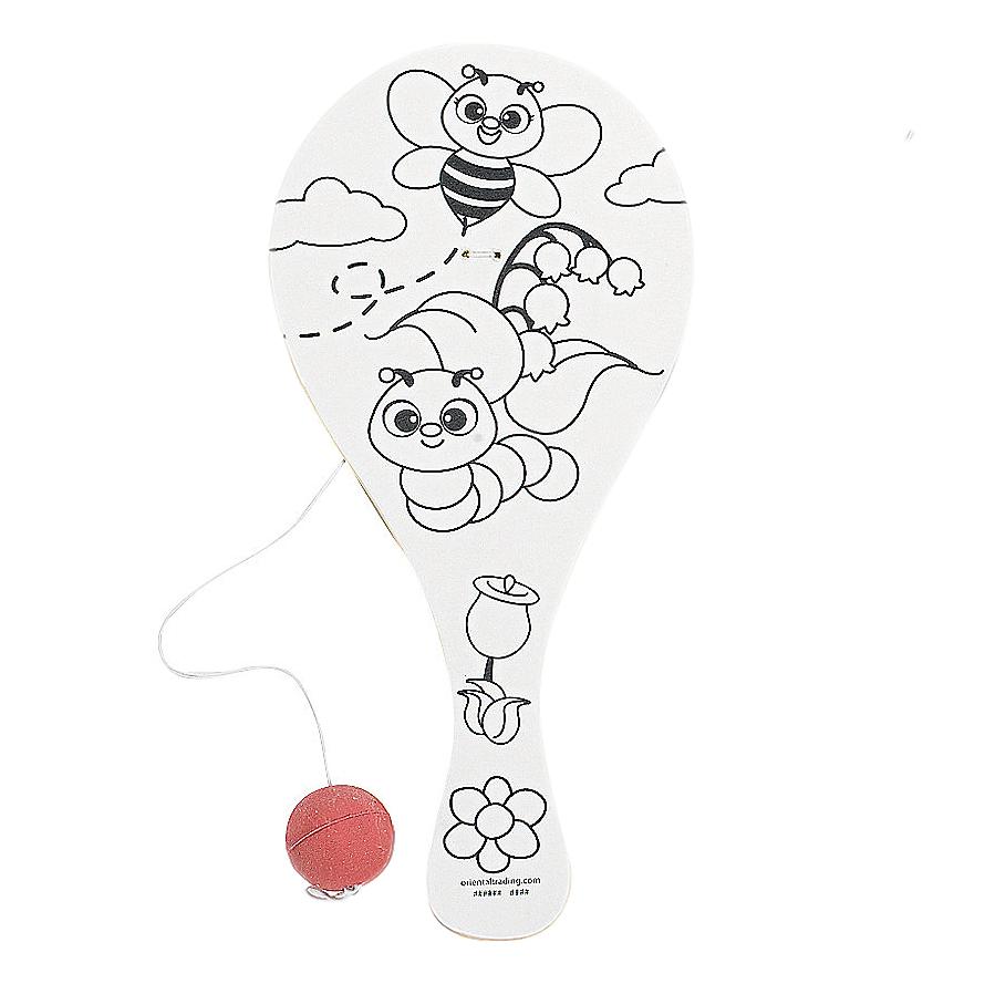 Color Your Own Wood Spring Paddleball Games (12 Pack)