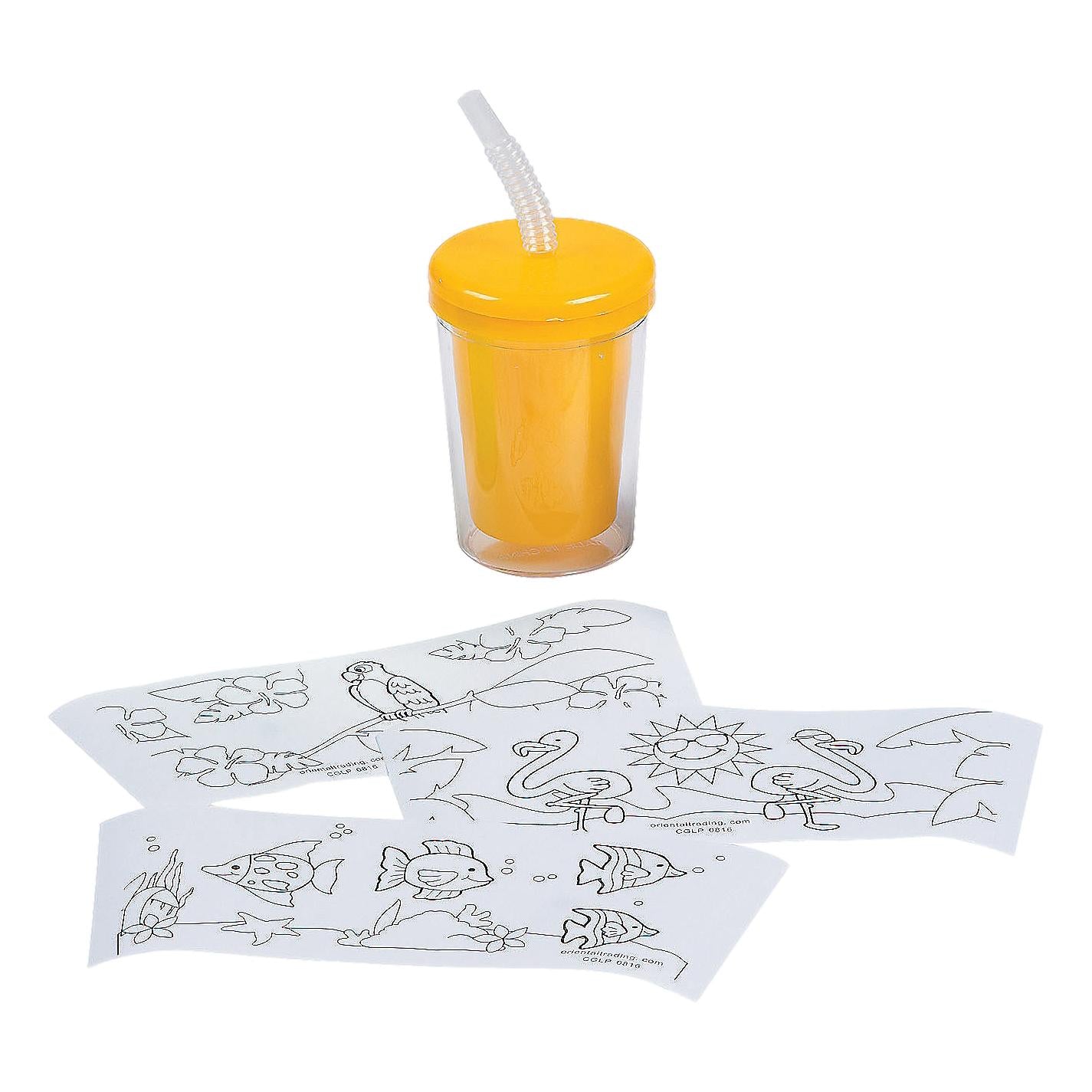 Color Your Own Tropical Cups (12 Pack)