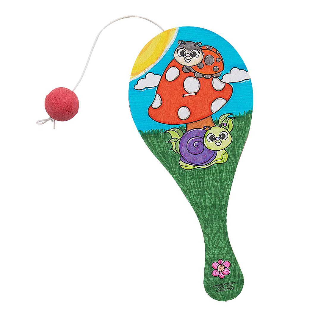 Color Your Own Wood Spring Paddleball Games (12 Pack)