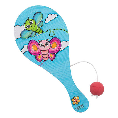 Color Your Own Wood Spring Paddleball Games (12 Pack)