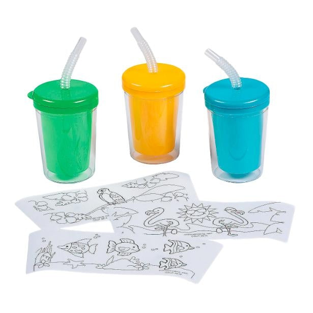 Color Your Own Tropical Cups