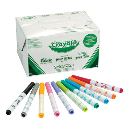 Crayola Fabric Markers - 10 Colors (80 Pack) - EconoCrafts