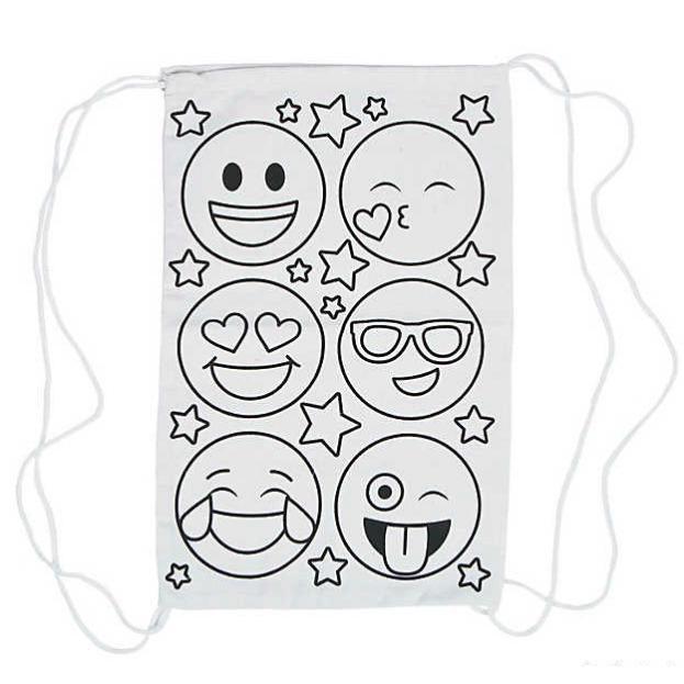 CYO Emoji Drawstring Bags (12 Pack) - EconoCrafts