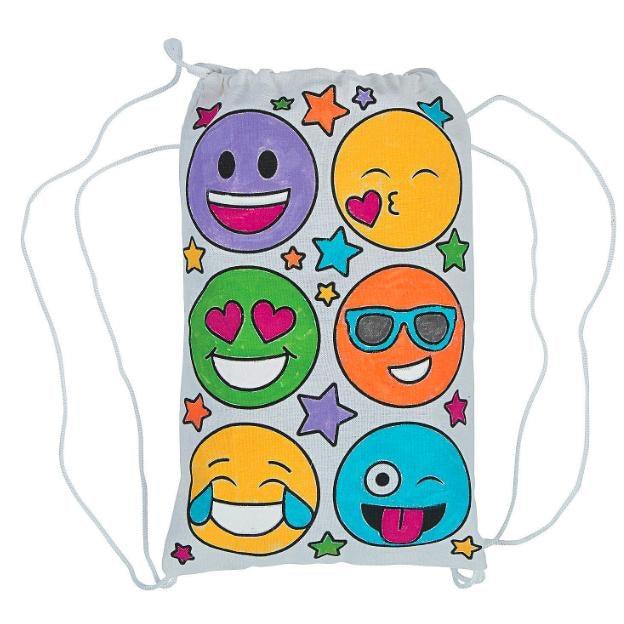 CYO Emoji Drawstring Bags (12 Pack) - EconoCrafts