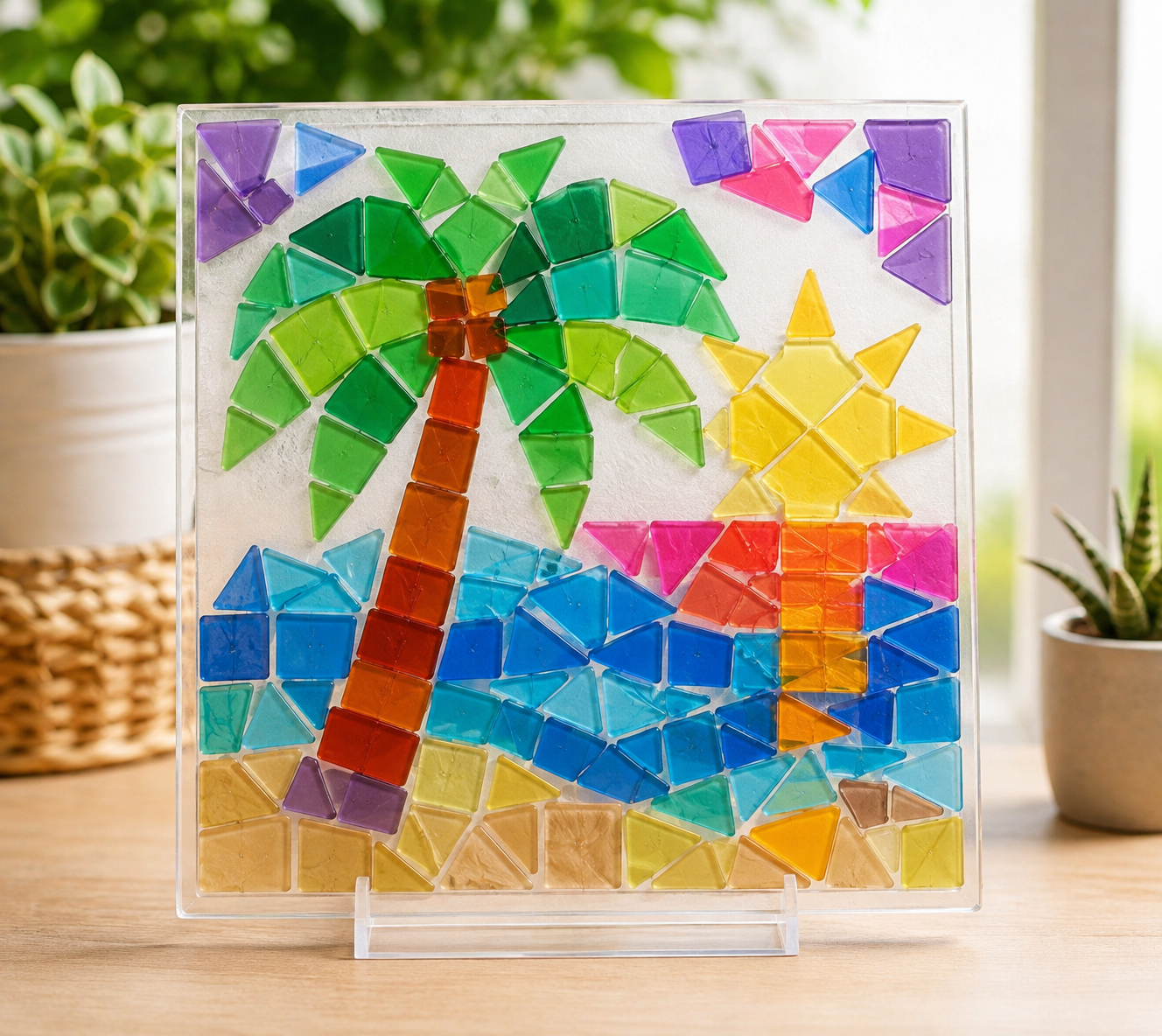 Transparent Plastic Geometric Mosaic Pieces (8 oz)