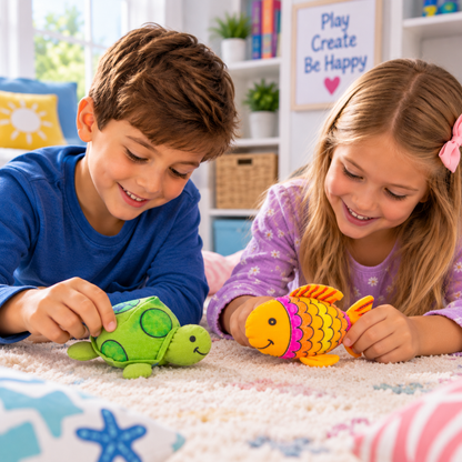 Color Your Own Under the Sea Stuffed Turtle & Fish (12 Pack)