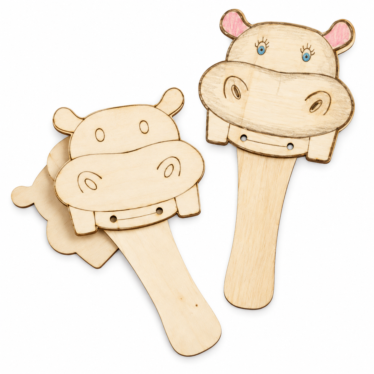 DIY Wooden Hippo Clappers (10 Pack)