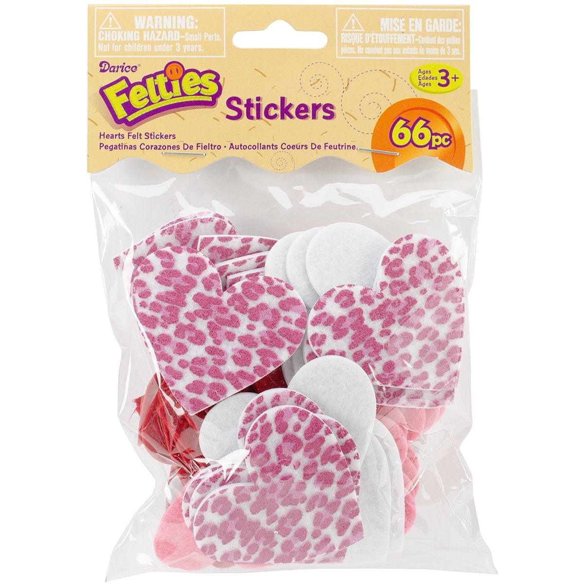 Felt Heart Stickers (60 Pack) - EconoCrafts