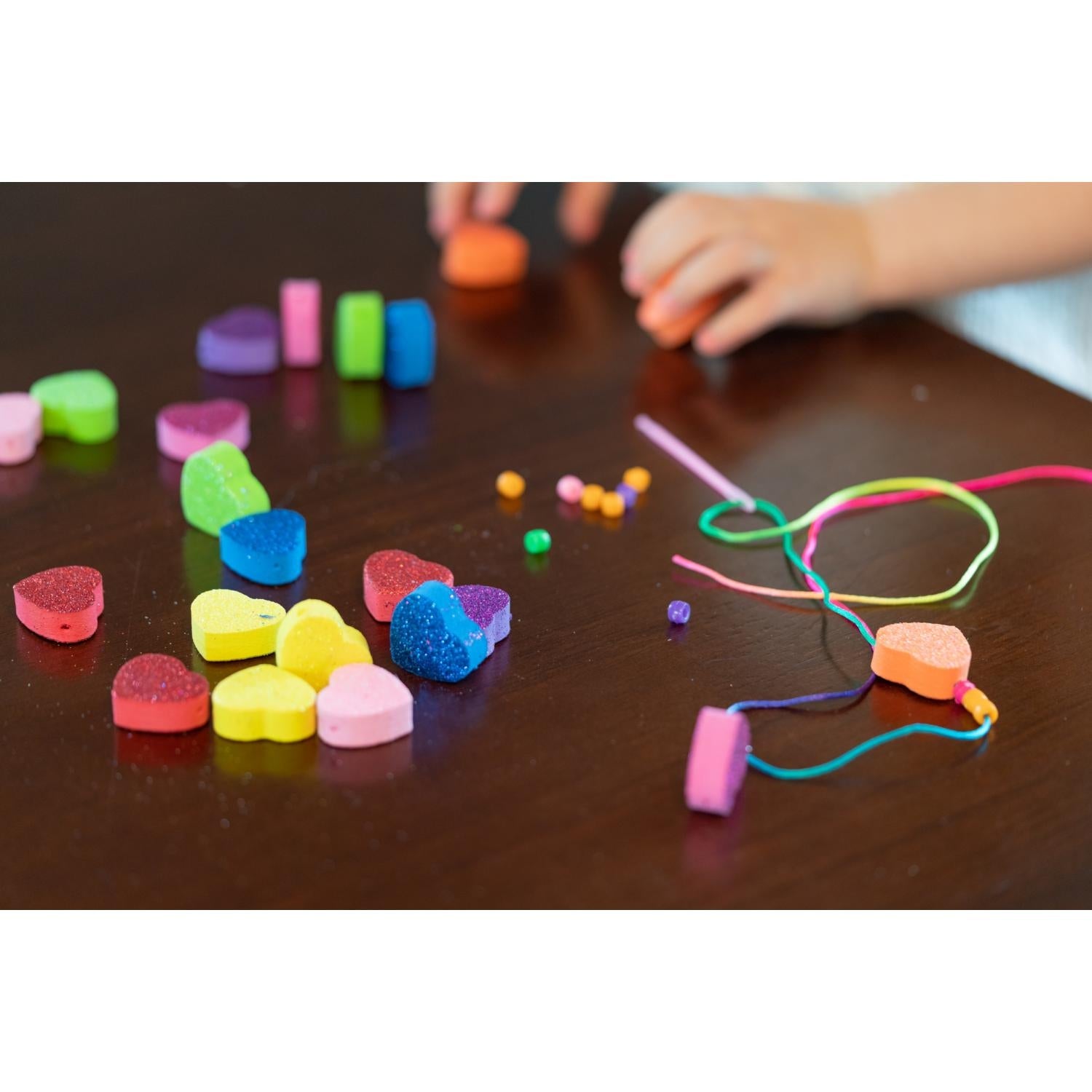 DIY Foam Heart Beaded Necklaces