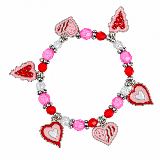 Valentine Heart Charm Bracelet Craft Kit (12 Pack)