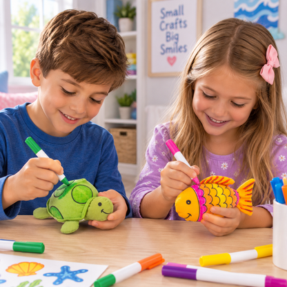 Color Your Own Under the Sea Stuffed Turtle & Fish (12 Pack)