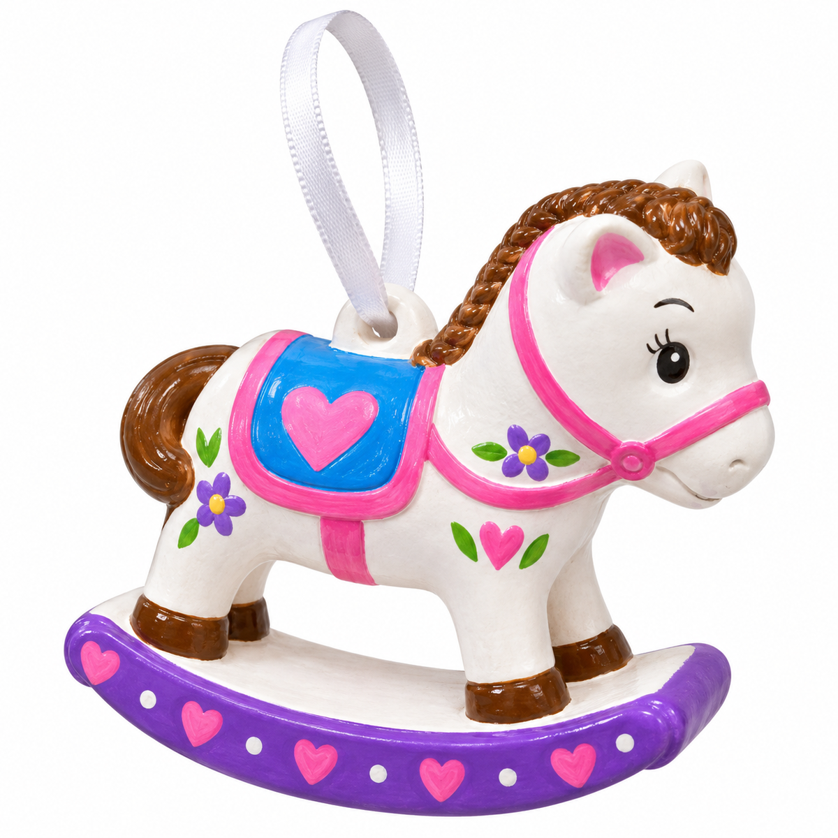 Plaster Rocking Horse Ornaments (2 Pack)