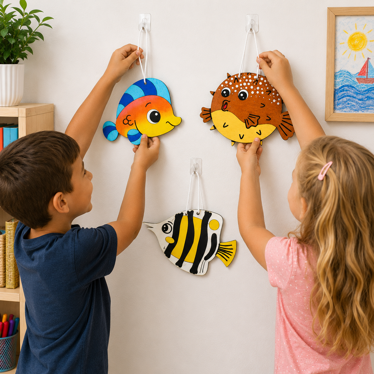 DIY Wooden Fish Ornaments (12 Pack)