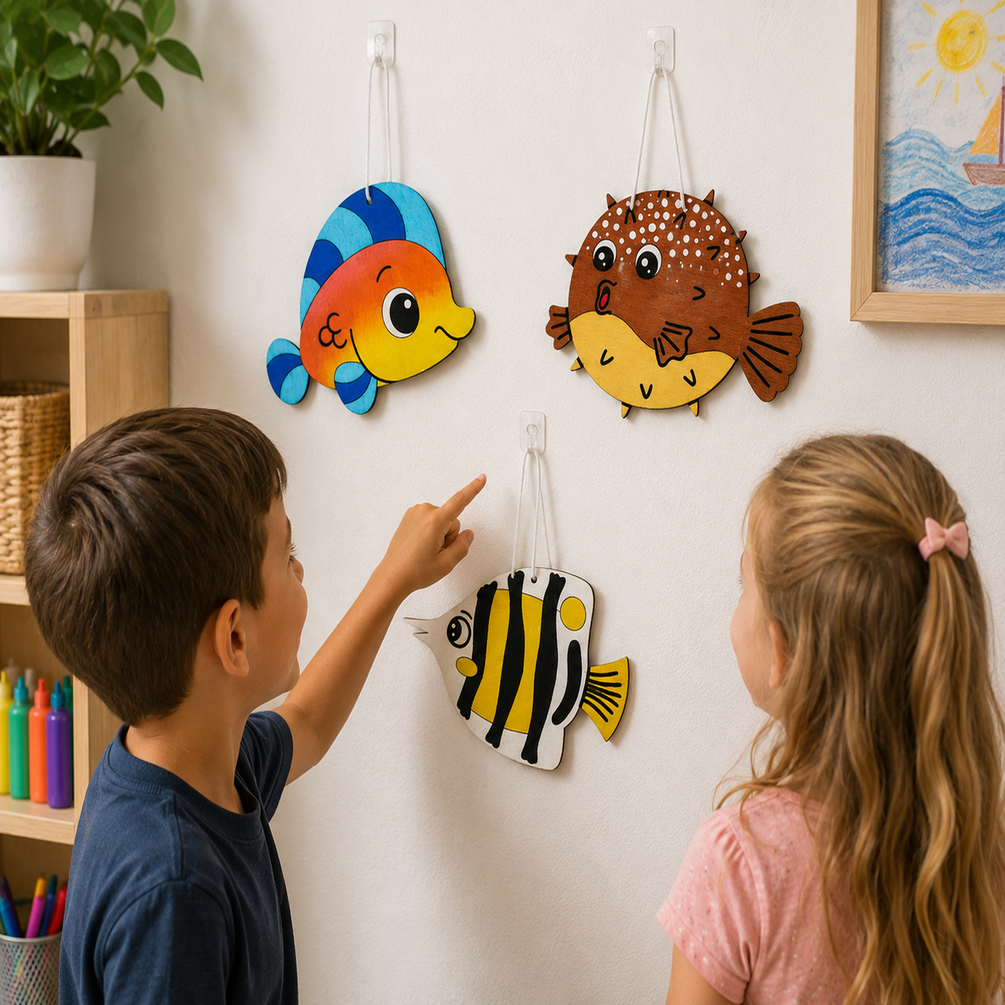 DIY Wooden Fish Ornaments (12 Pack)