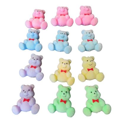 Pastel Flocked Bears With Flat Backs (12 Pack)