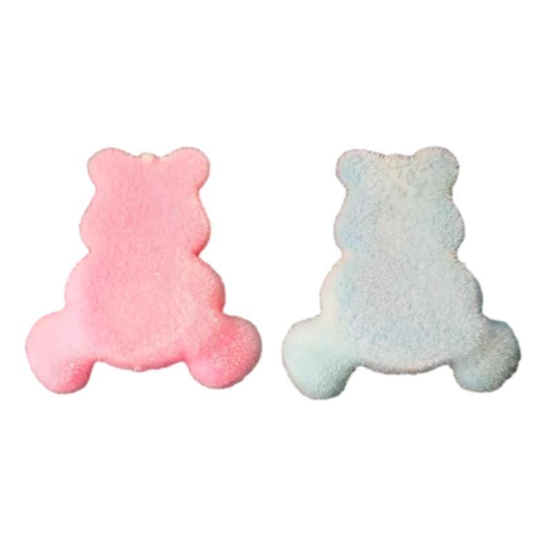 Pastel Flocked Bears With Flat Backs (12 Pack)