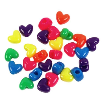 Heart Pony Beads - Neon Colors (1/2 lb) - EconoCrafts
