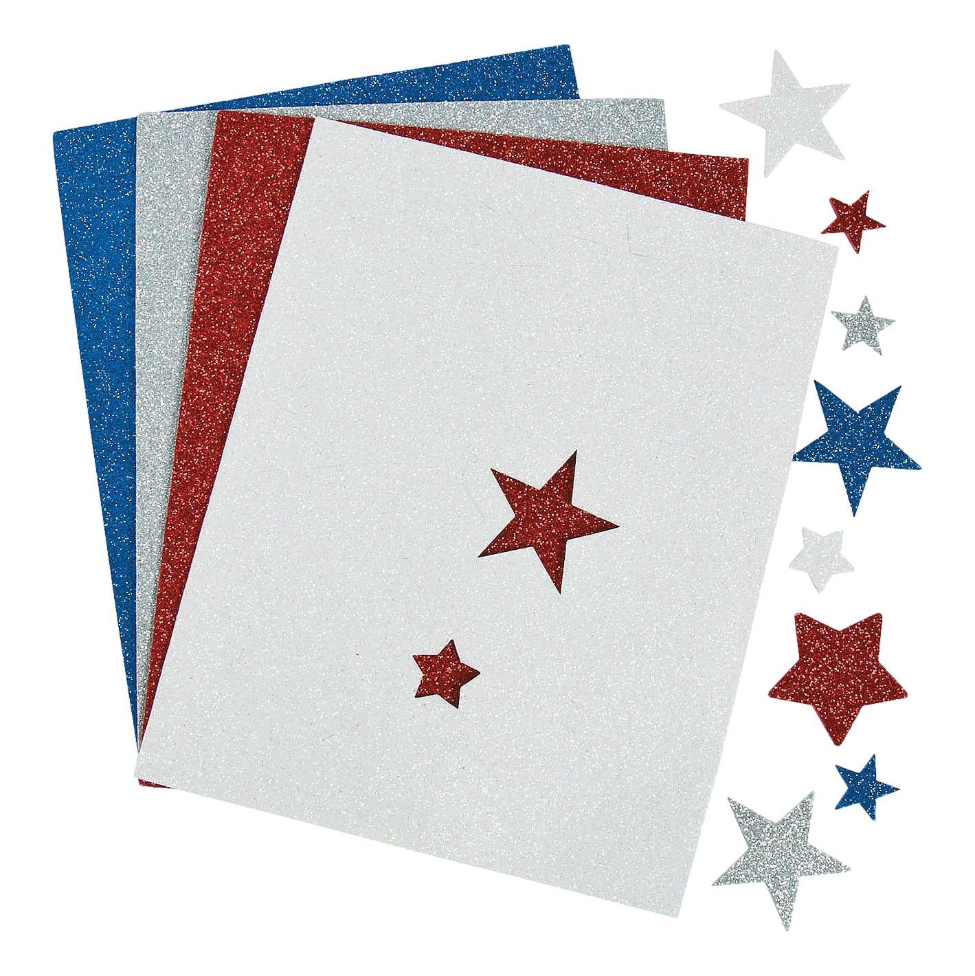 July 4th Glitter Foam Star Stickers (500 Pack) - EconoCrafts