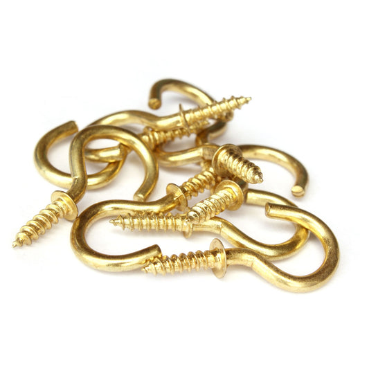 Brass Cup Screw Hooks (12 Pack)