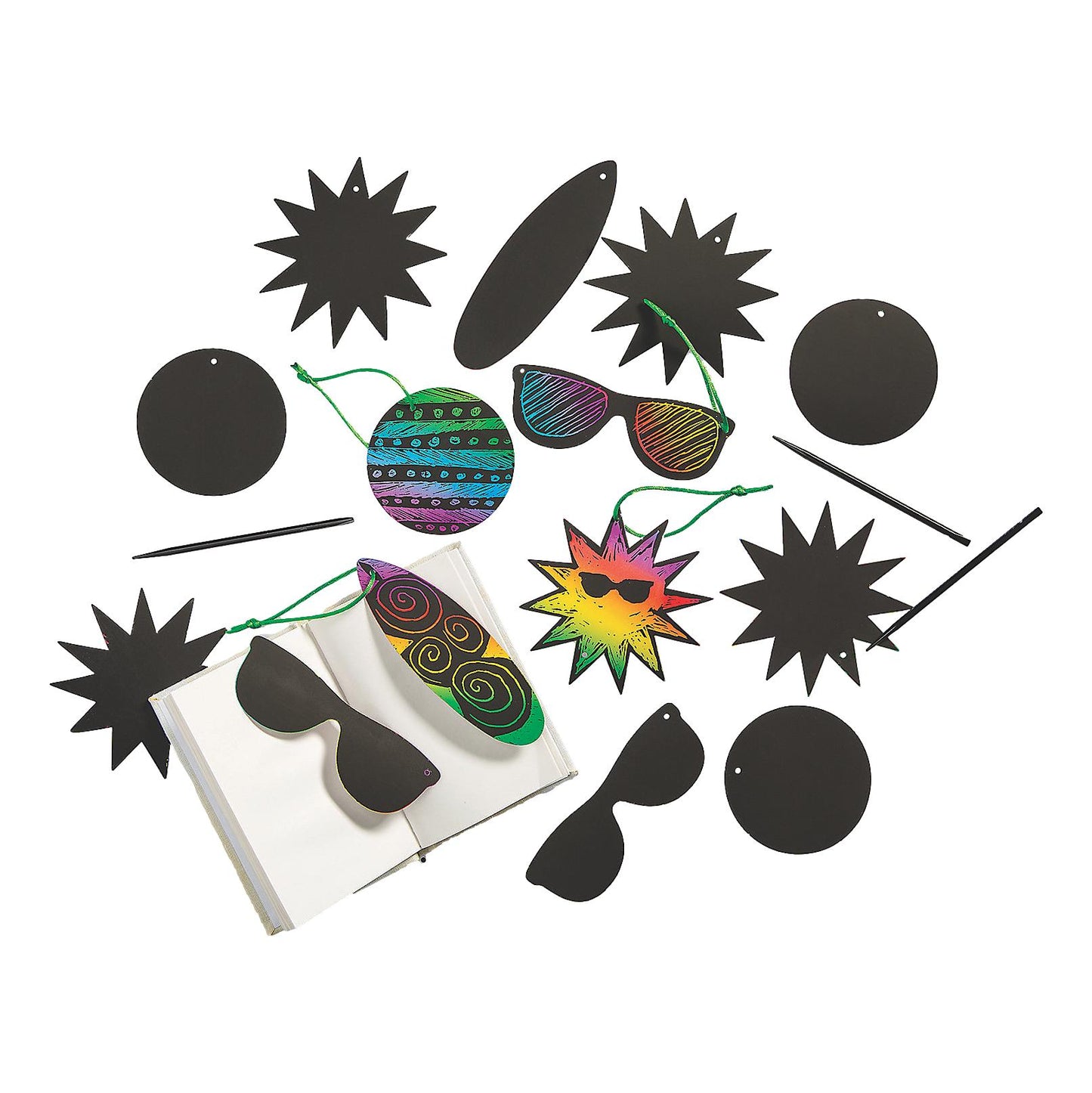 Scratch Art Tropical Ornaments (24 Pack)