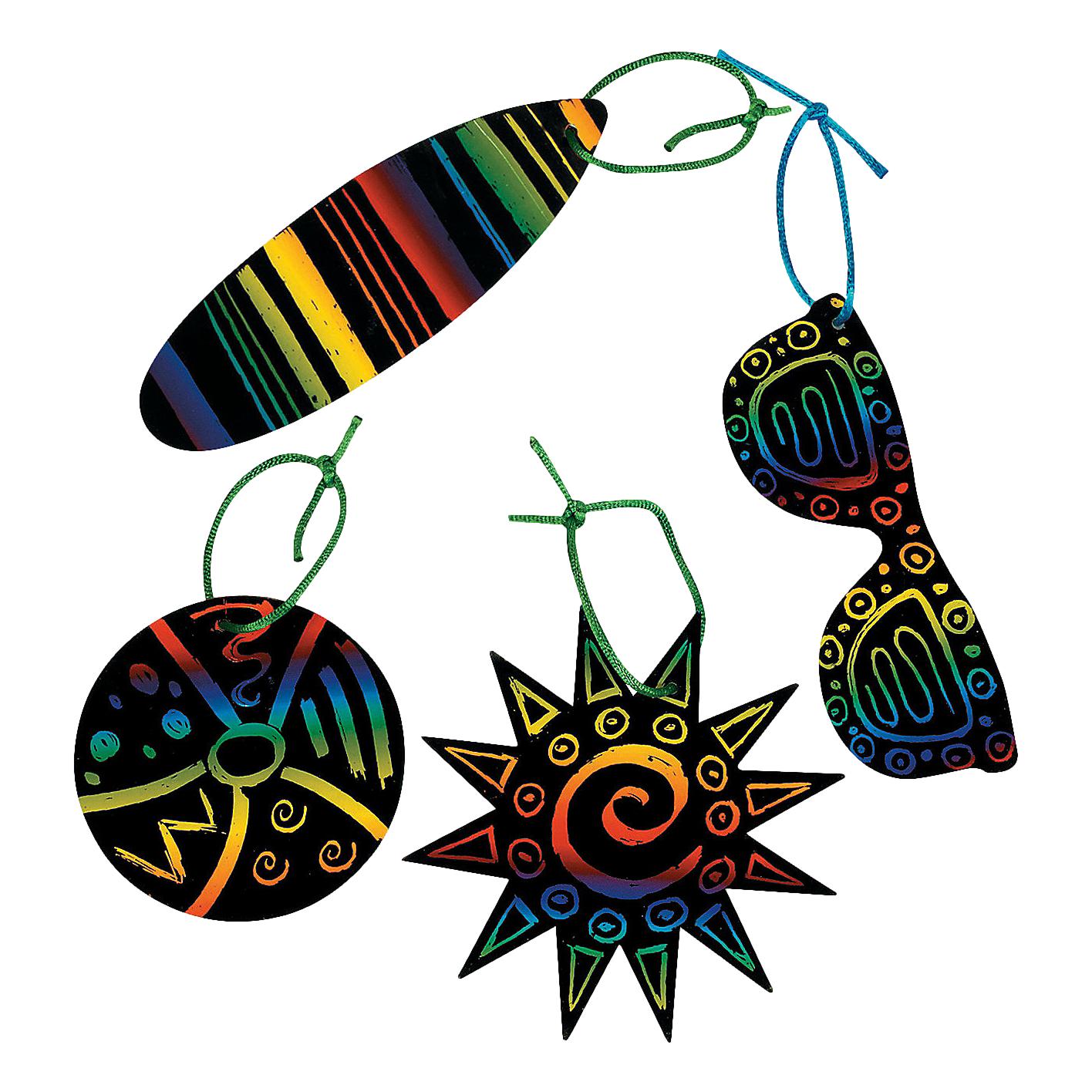 Scratch Art Tropical Ornaments (24 Pack)