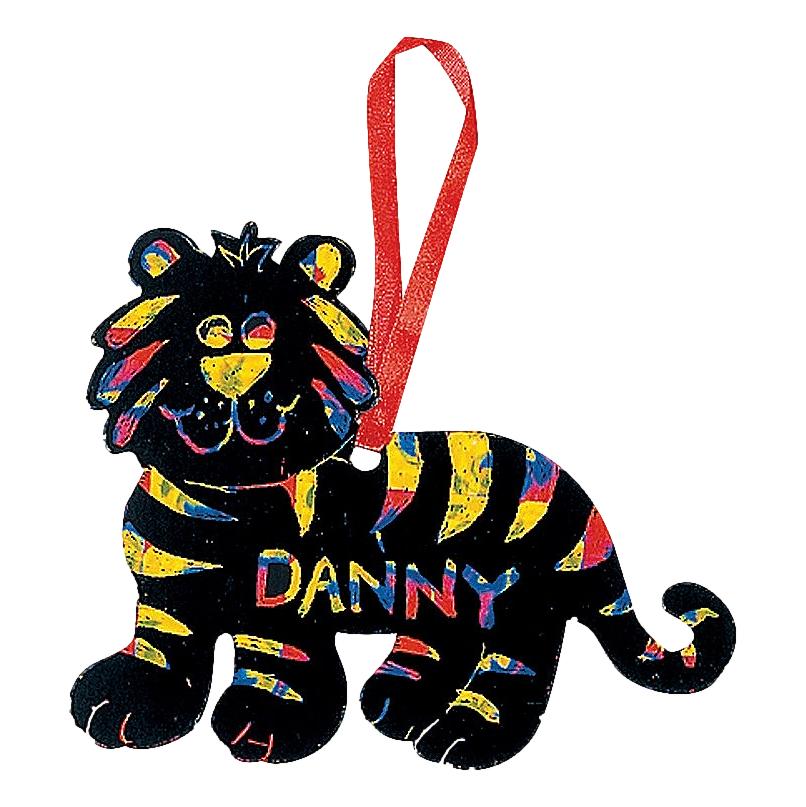 Scratch Art Safari Animals Ornaments (24 Pack)