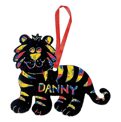 Scratch Art Safari Animals Ornaments (24 Pack)